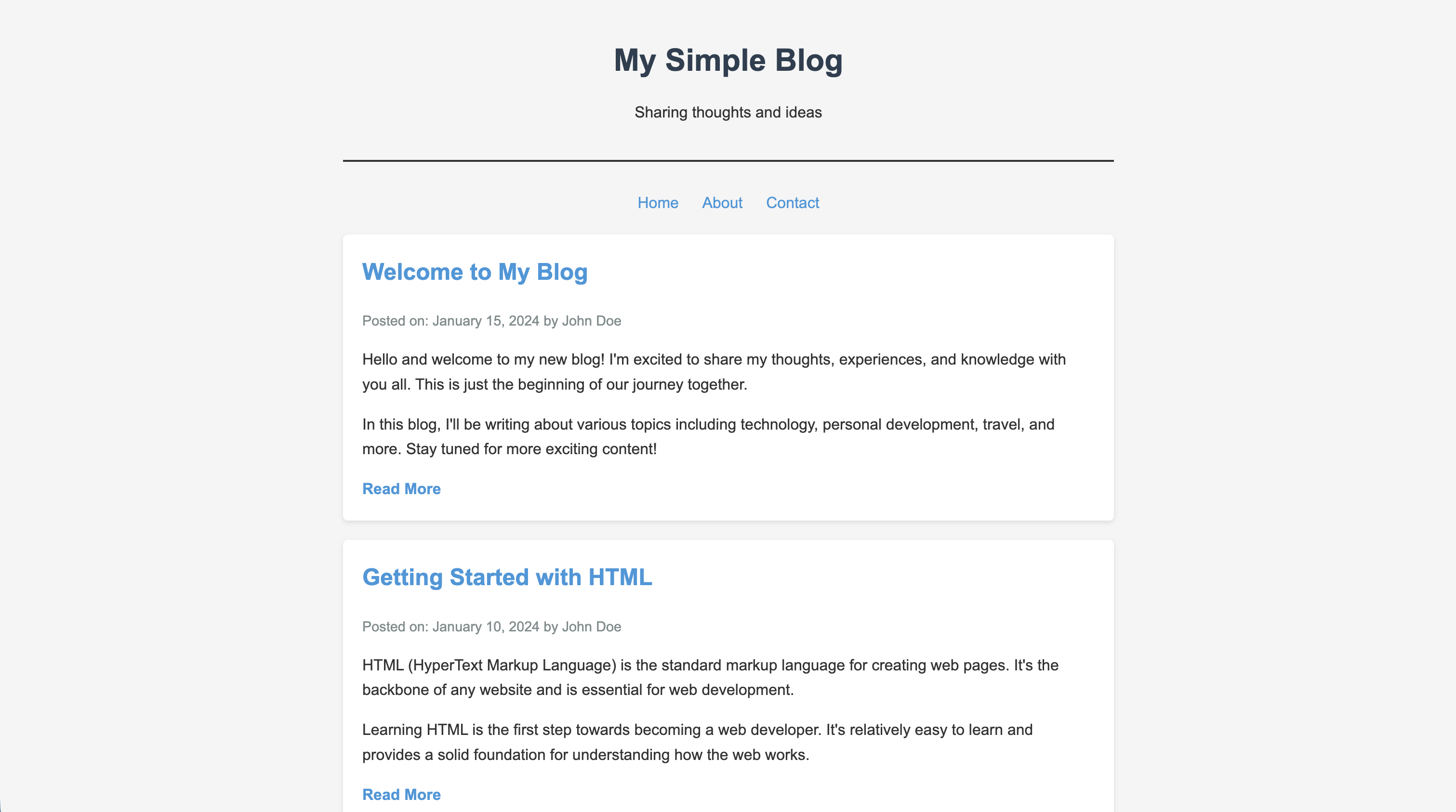 Blog index page, untriggered
